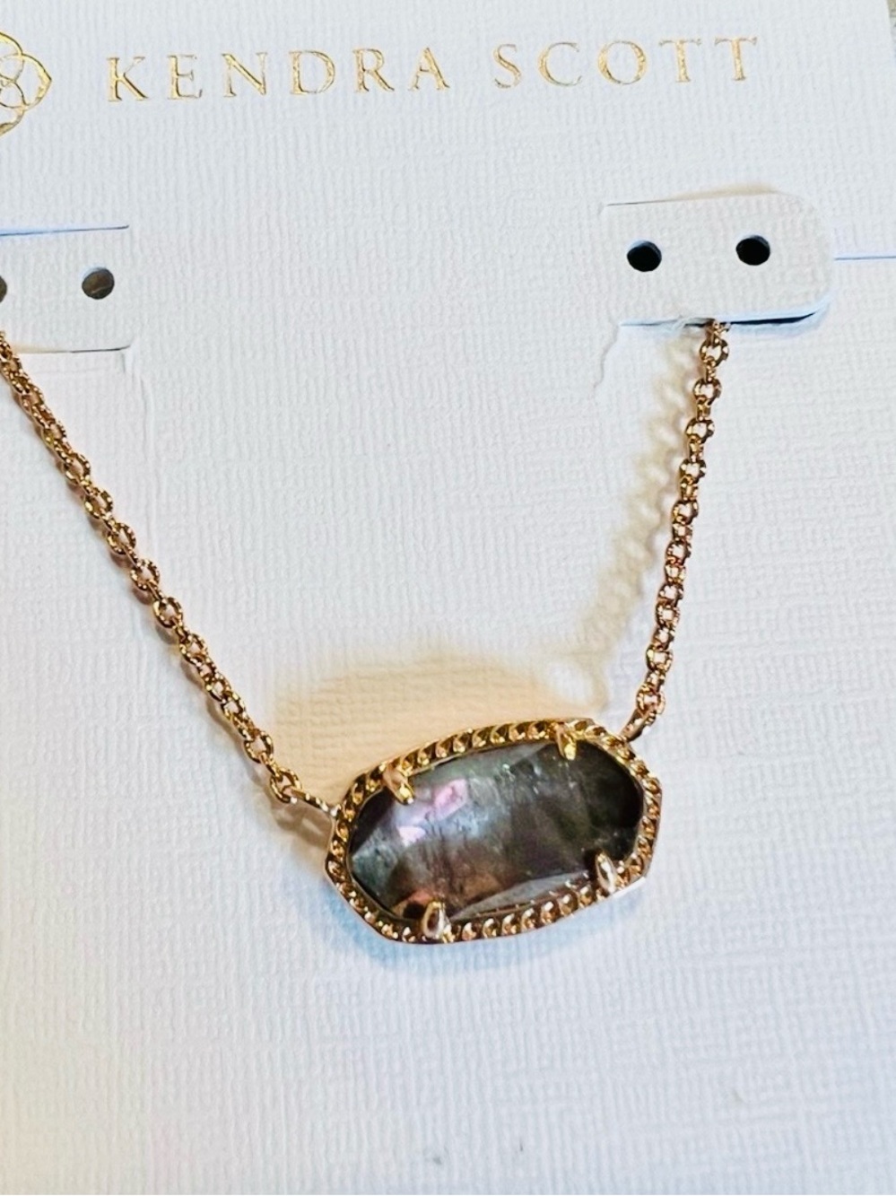 NWT Kendra Scott Retired Elisa Necklace Crystal Gray Illusion & Rose Gold RARE! - Picture 4 of 12